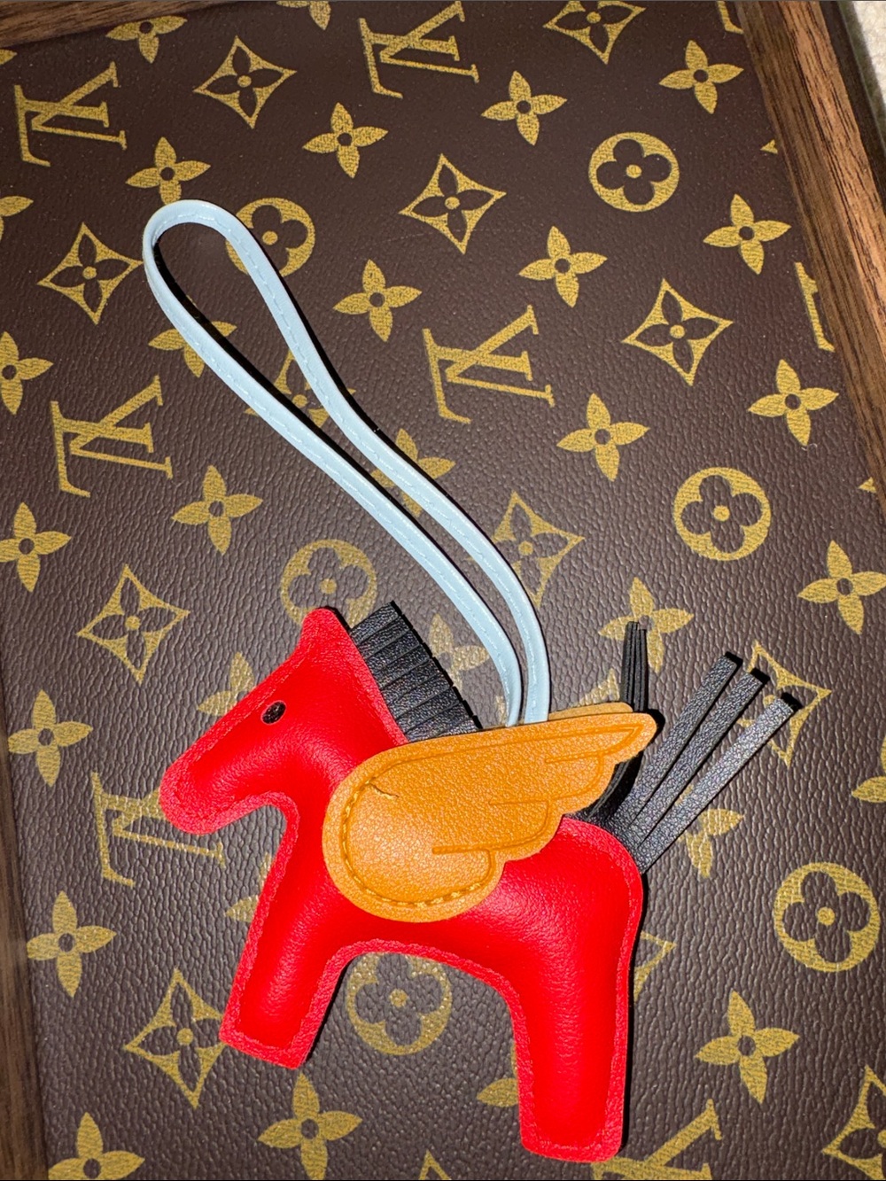 Designer-Inspired Red Pegasus Bag Charm with Wings